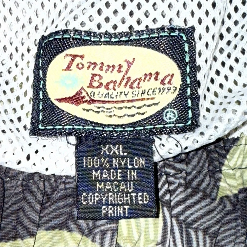 Tommy Bahama Leaf Print gray/green Men's Swim Shorts size XXL